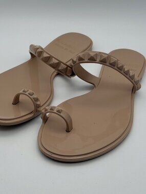 Carmen Sol Maria Studded Jelly Flat Sandals Nude Tan Size 40 US 10